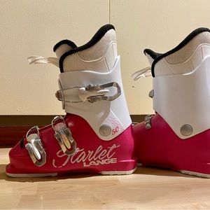 Girls Kids Ski Boots size 20.5, 249 mm. Lange pink, white.good used condition